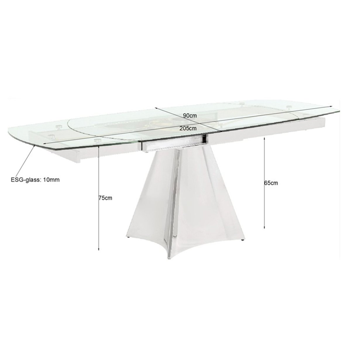 Table à rallonges en verre et acier, TEMPO transparent, KARE DESIGN