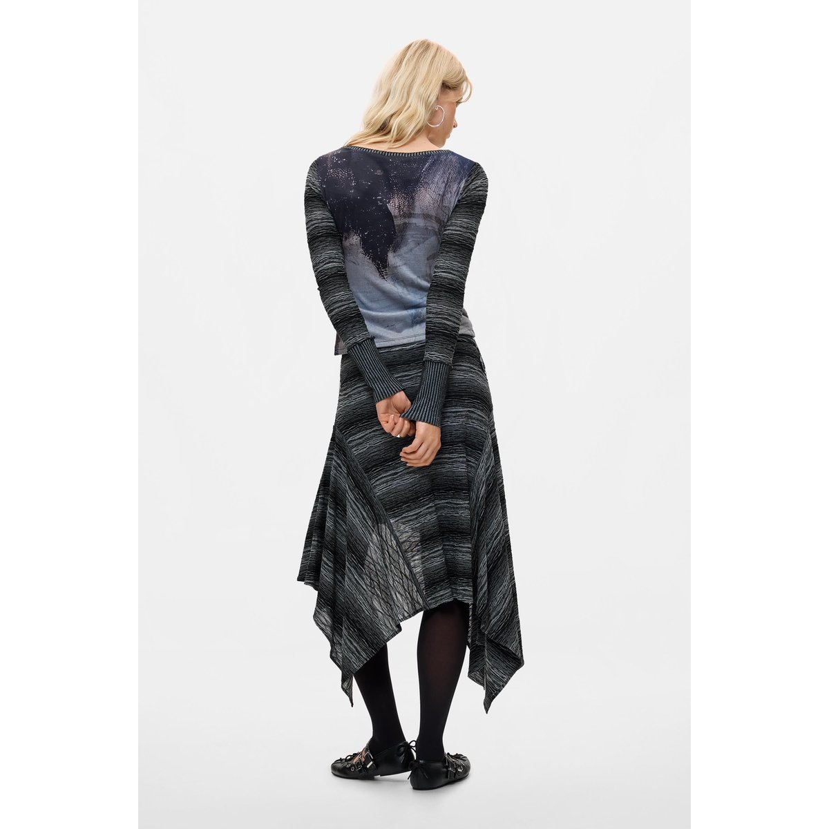 Jupe Asymétrique Maille noir, DESIGUAL