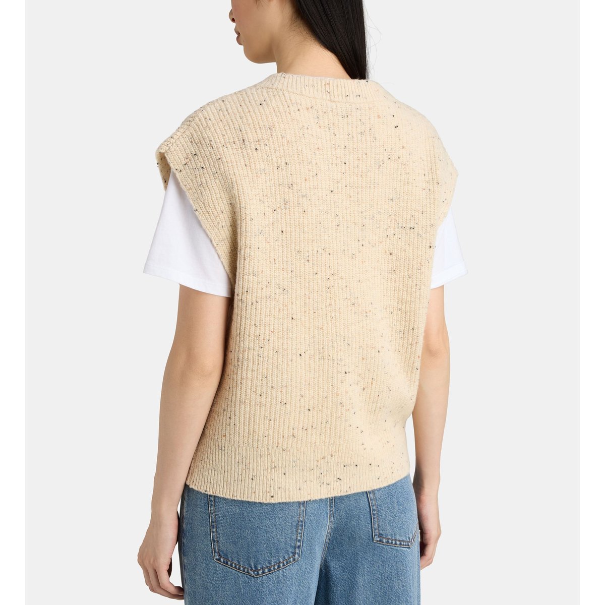 Pull sans manches fritz moucheté beige, GALERIES LAFAYETTE