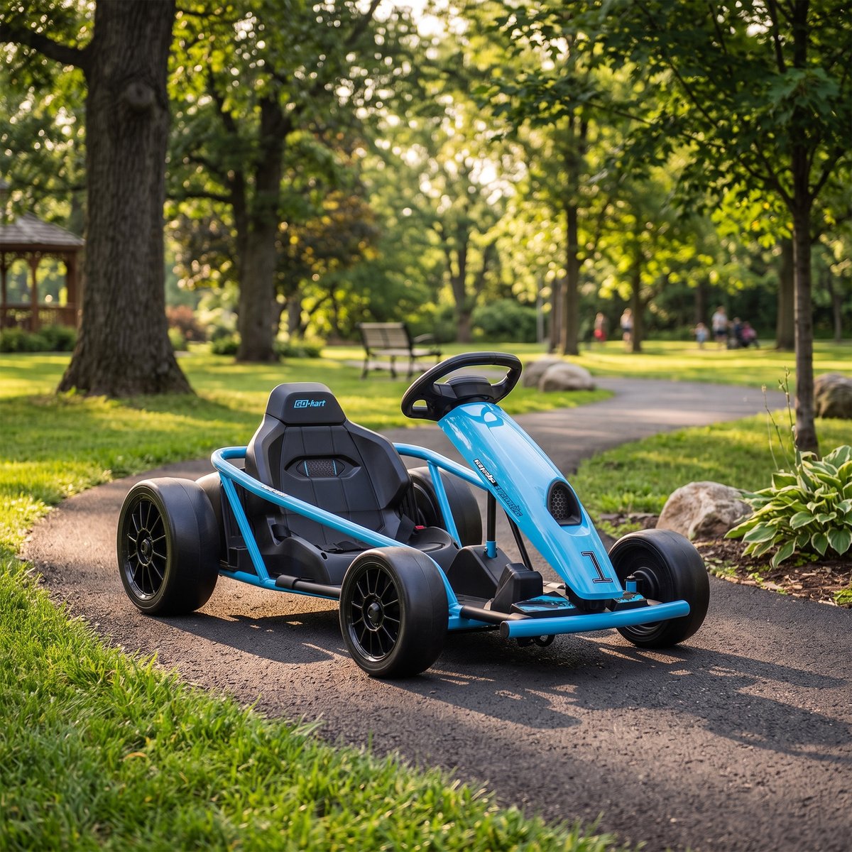 Kart électrique à conducteur assis Plastique bleu + noir, HOMCOM