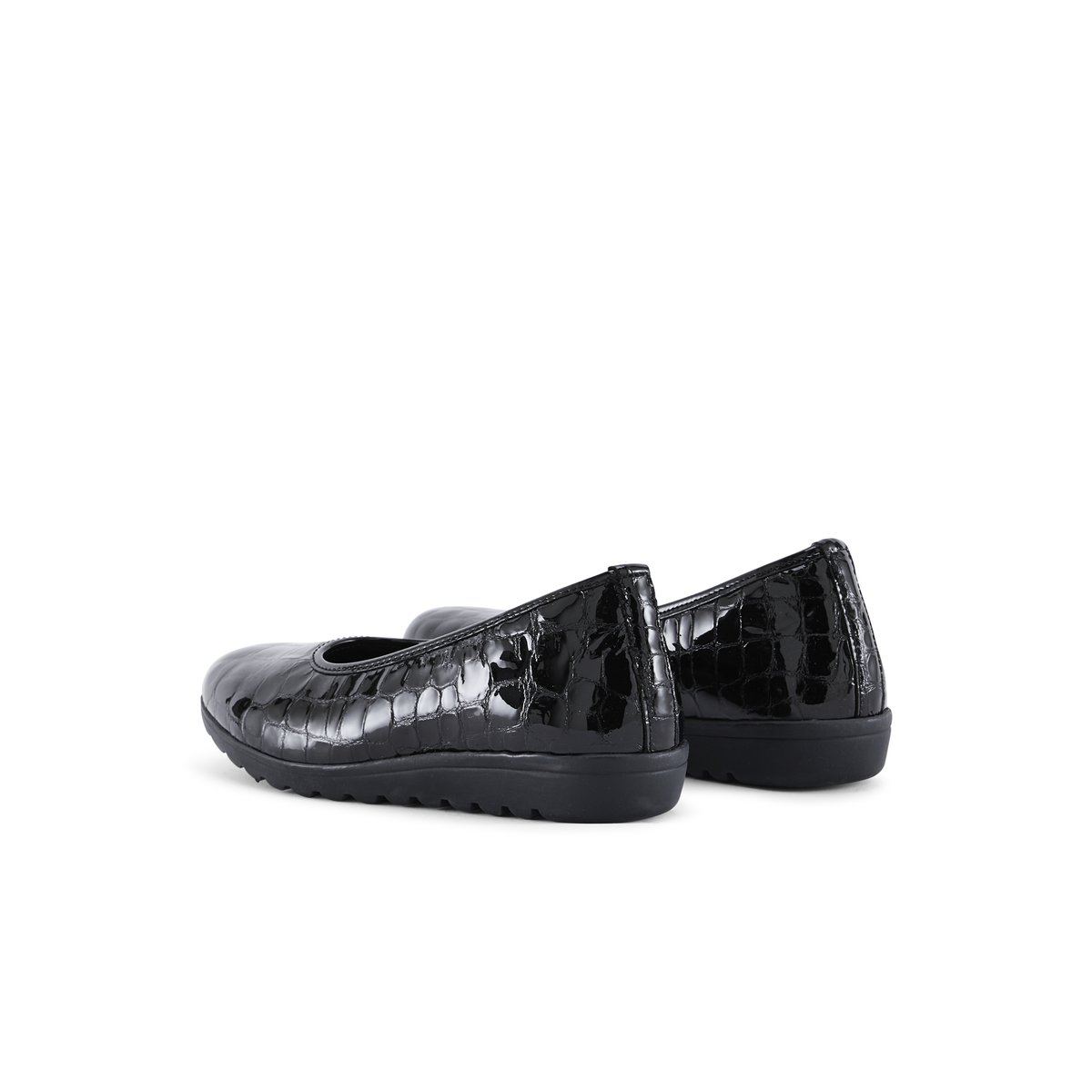 Ballerines cuir semelle amovible vernis noir, PEDICONFORT