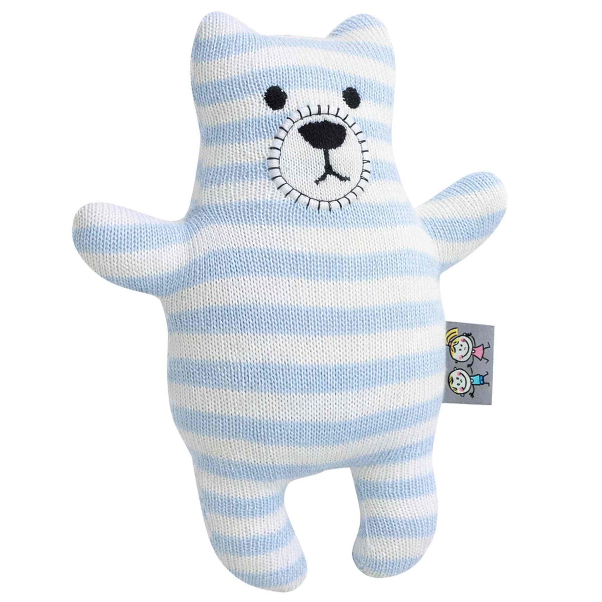 Peluche doudou ourson en coton bio TRICOT bleu, SEVIRA KIDS