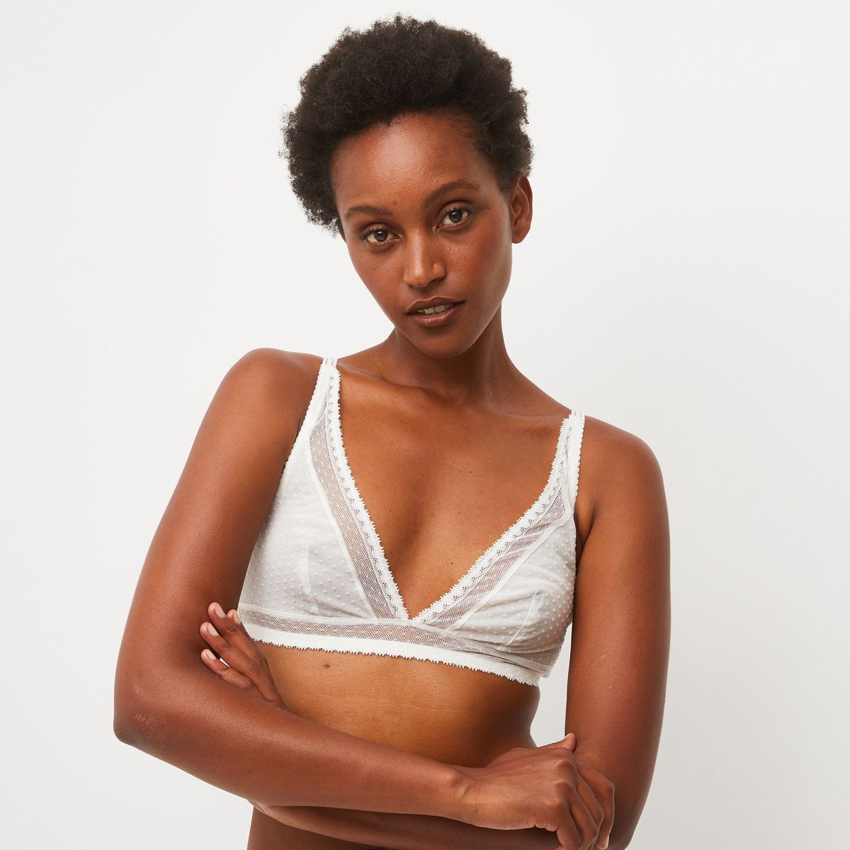 Soutien Gorge Triangle Foulard En Tulle ivoire, MONOPRIX