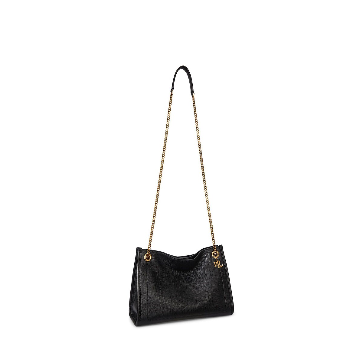 Sac cabas en cuir à bandoulière chaîne, BRADLEY noir, LAUREN RALPH LAUREN