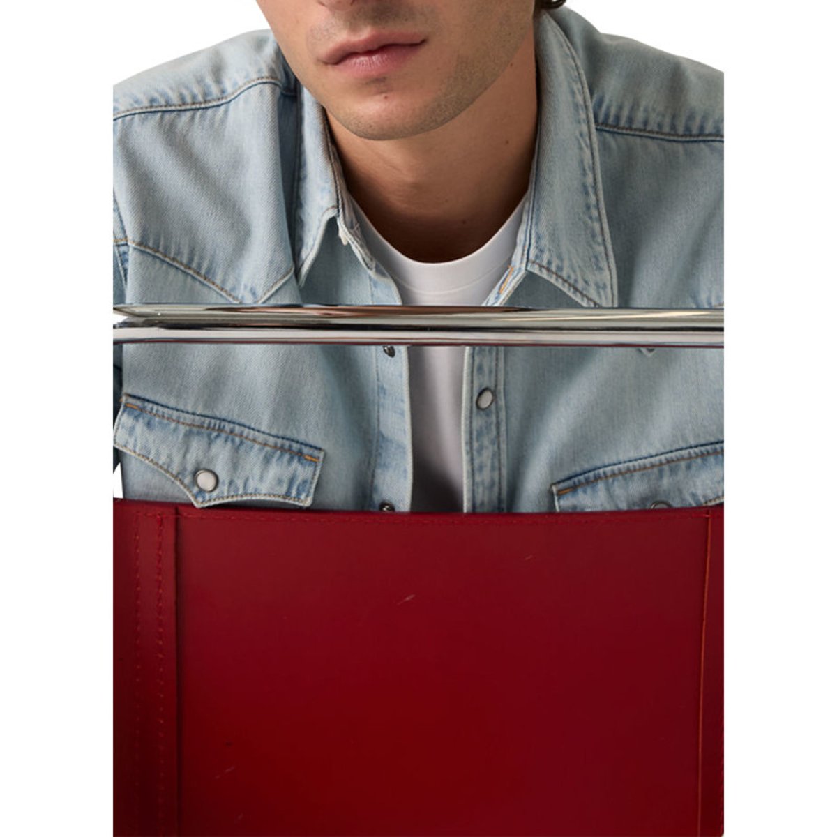 Chemise en coton stone à coupe droite pourvue d'un col à revers bleu clair, LEVI'S