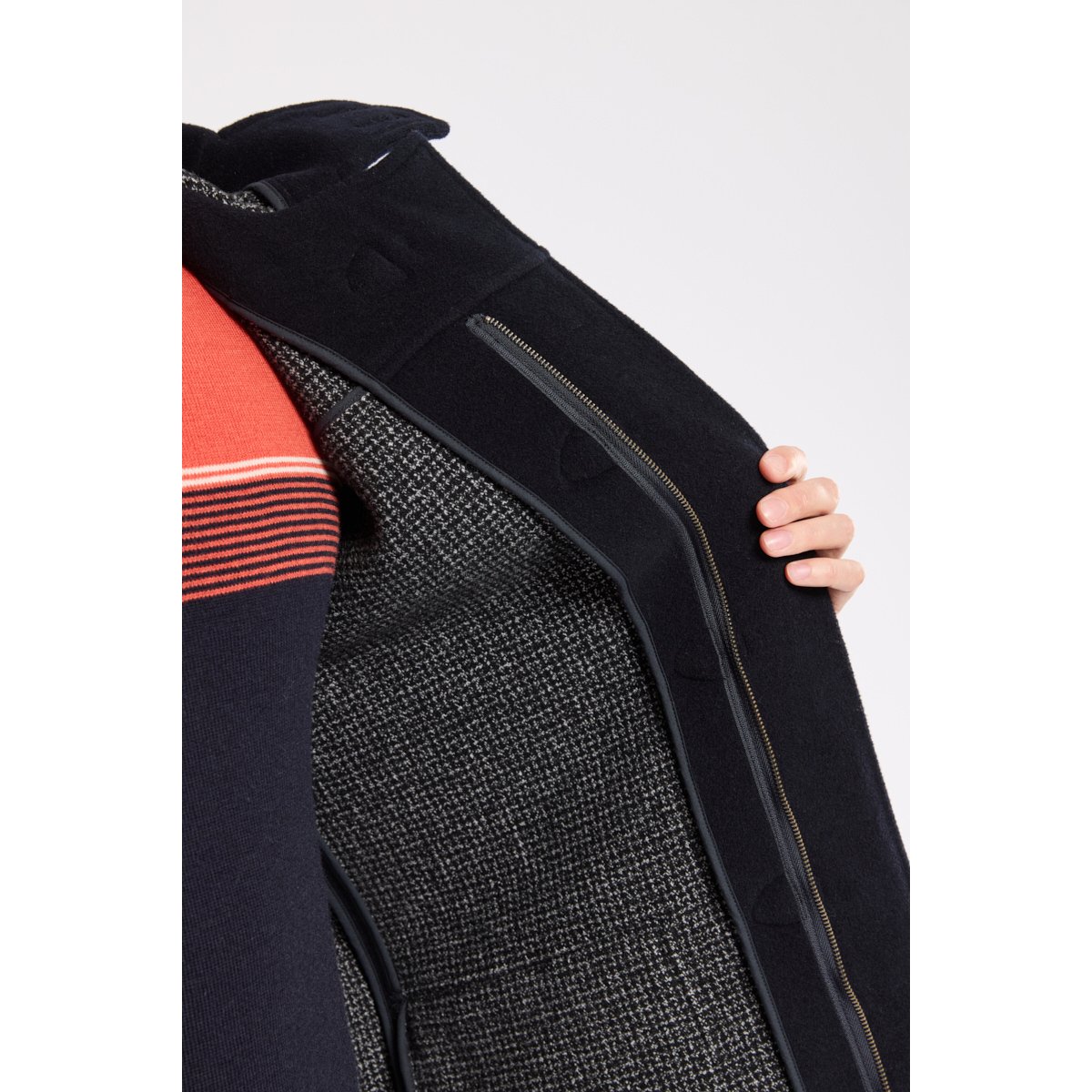 Duffle-coat Héritage en laine MARTIN rich navy/ micro motif gri, ARMOR-LUX