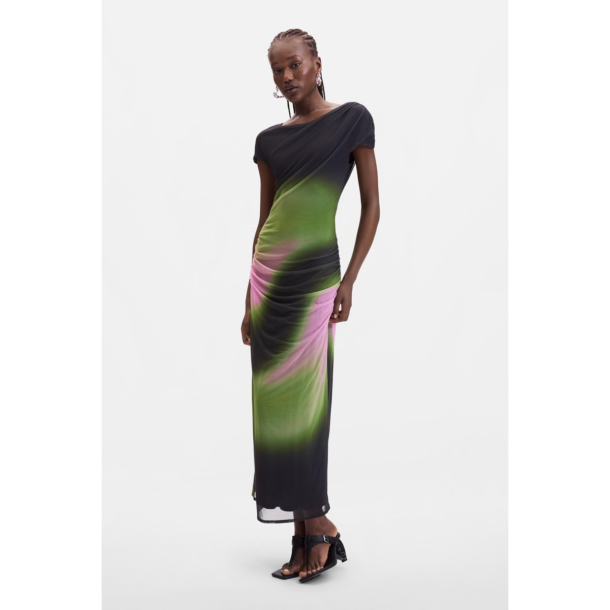 Robe en tulle dégradé noir, DESIGUAL