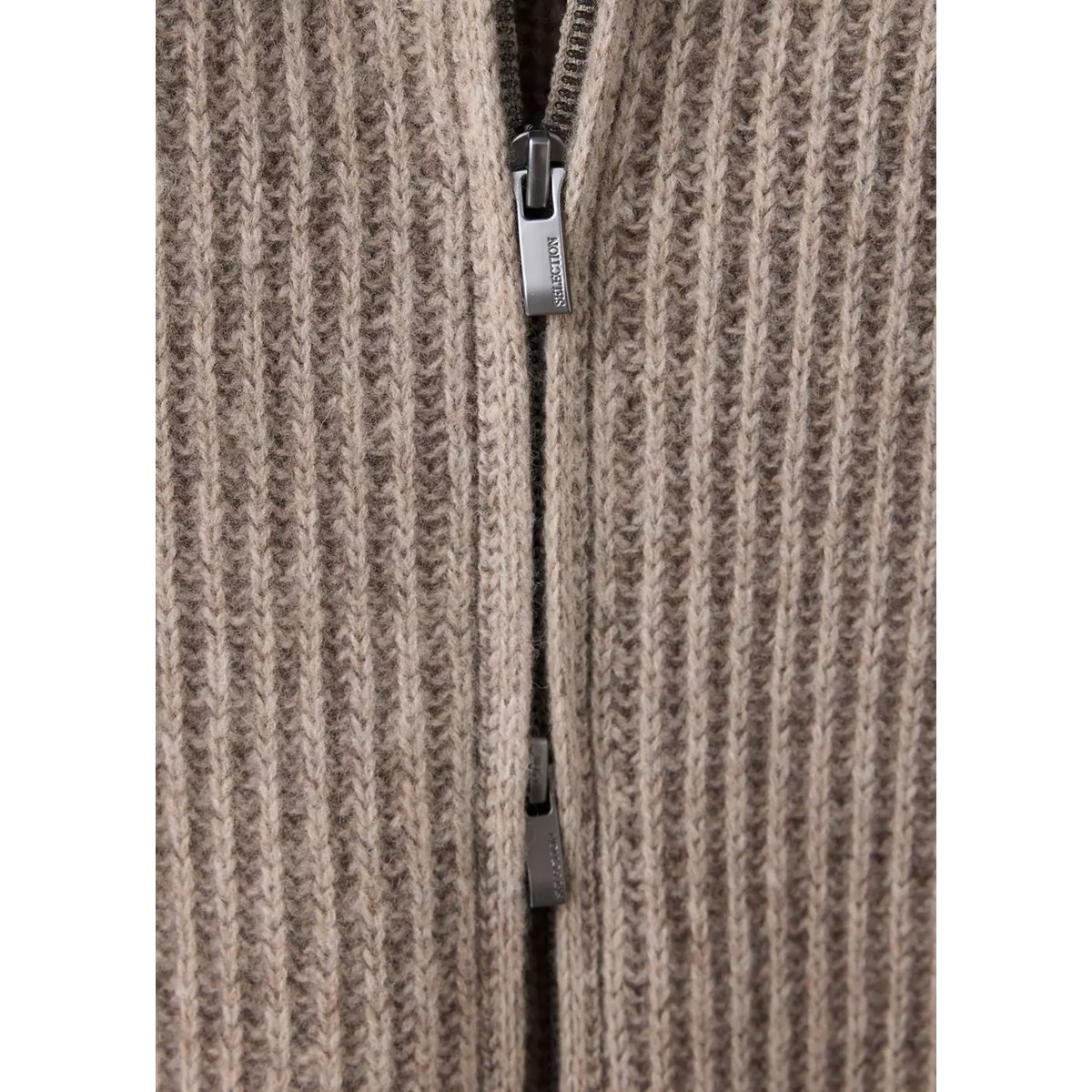 Cardigan en laine côtelée avec fermeture éclair beige, MANGO MAN