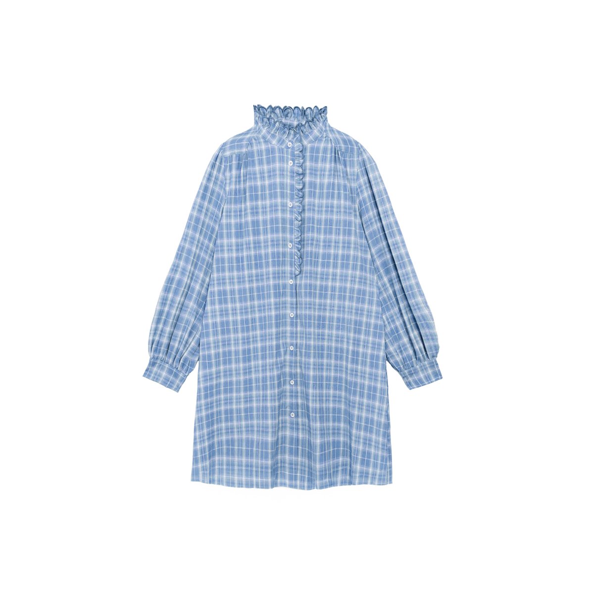 Robe courte trapèze imprimé à carreaux RAQUEL 20-bleu, LA PETITE ETOILE