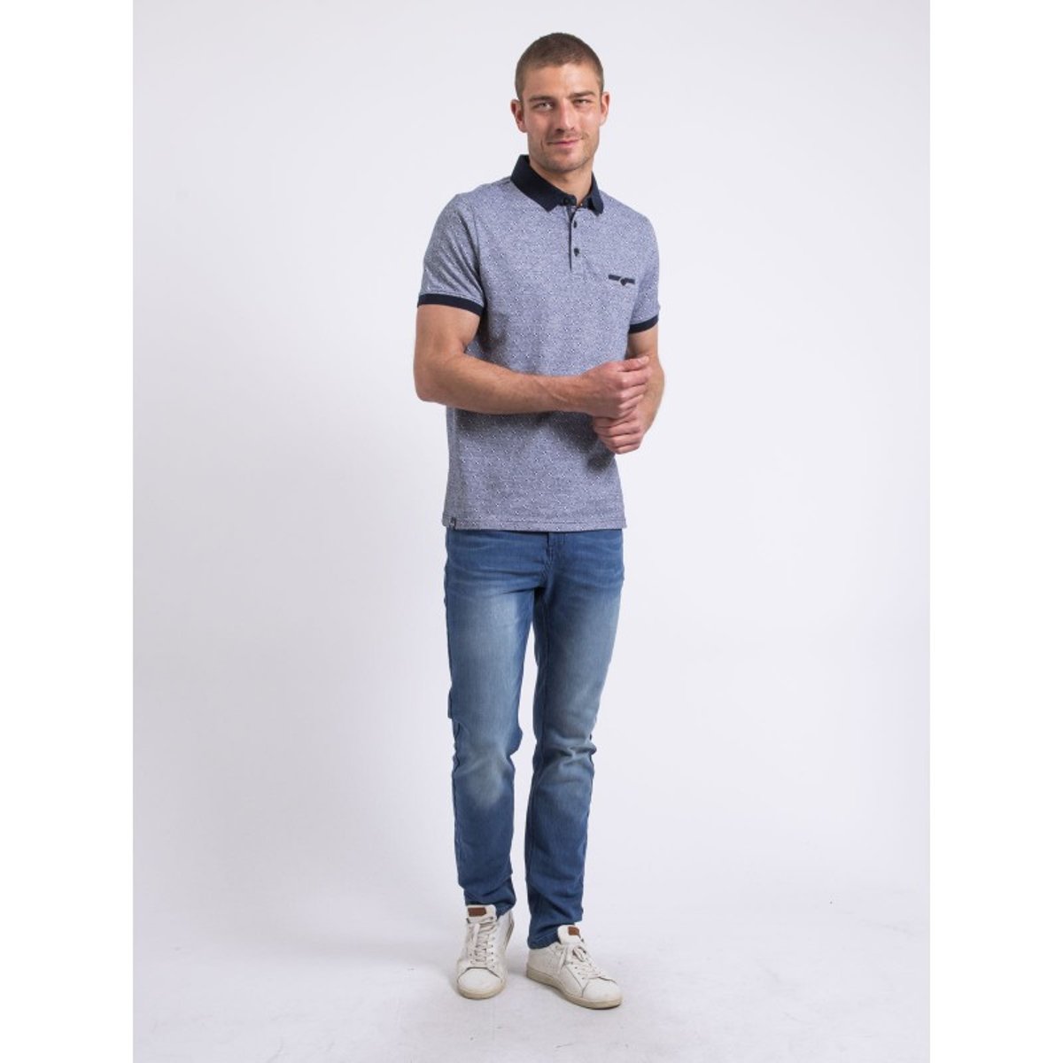Polo Manches Courtes Motifs Paramadi bleu marine, RITCHIE