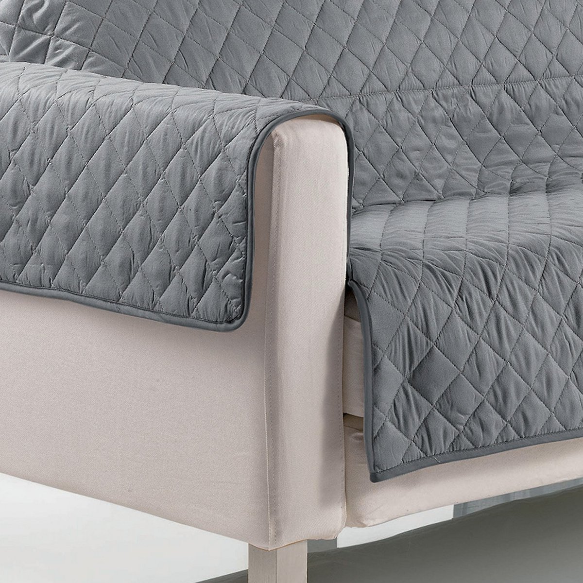 Protège canapé 2 places Polyester gris, EDEN