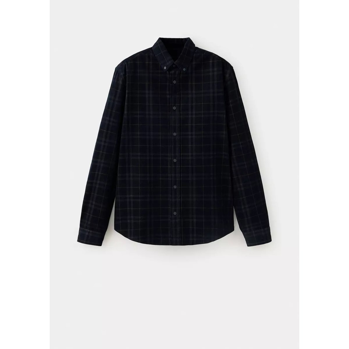 Chemise à carreaux regular fit en velours milleraies bleu marine foncé, MANGO MAN