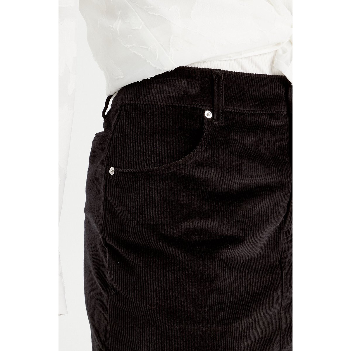 Jupe midi droite velours noir, CACHE CACHE