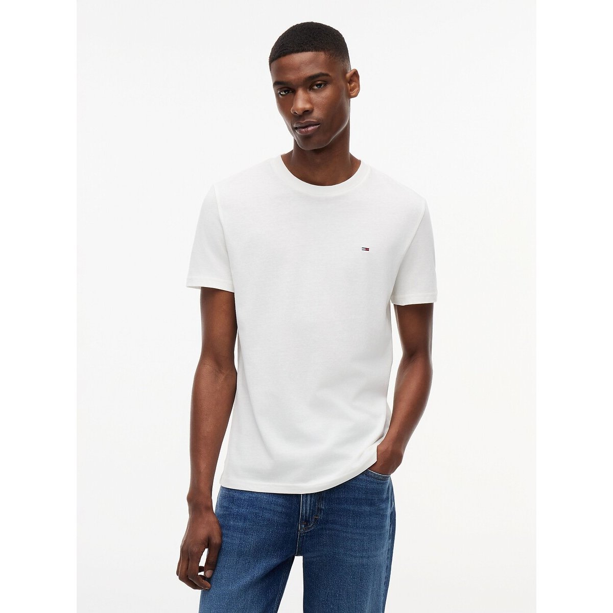 Pack of 2 Short Sleeve Slim Fit T-Shirts ecru + blue, TOMMY JEANS