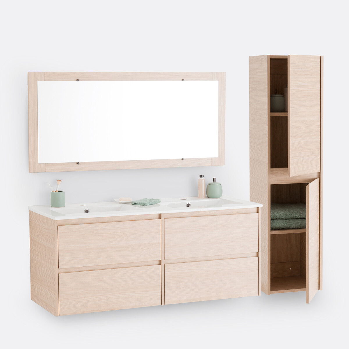 Colonne de salle de bain murale, Nirio effet chêne clair, LA REDOUTE INTERIEURS