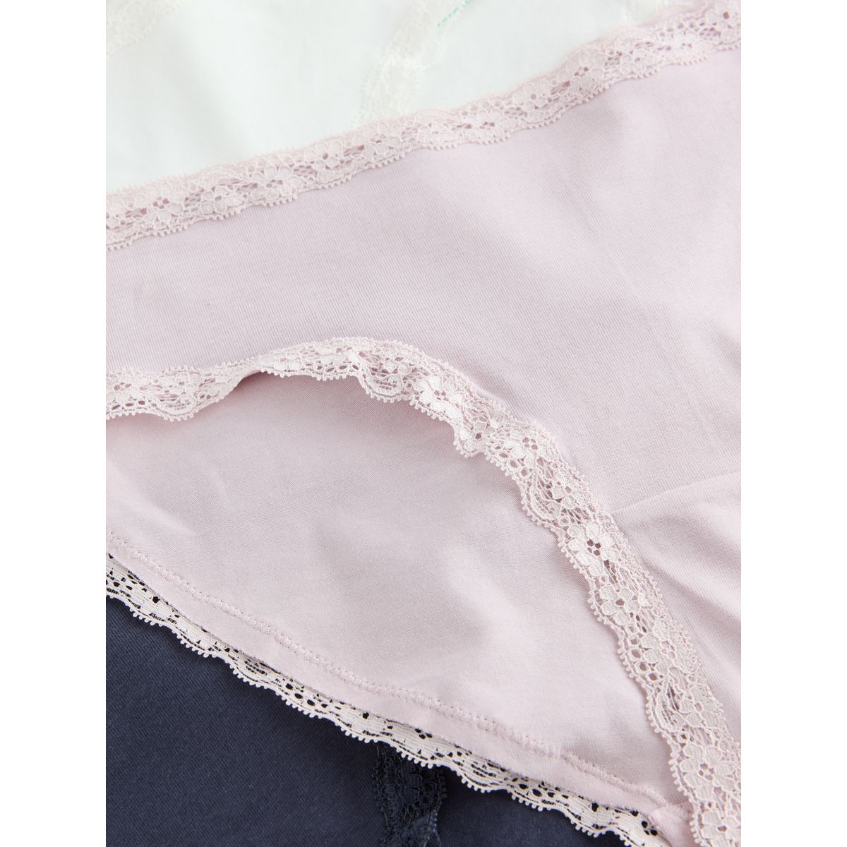 Culotte de bikini en coton/dentelle, lot 4 gris/rose/crème, NEXT