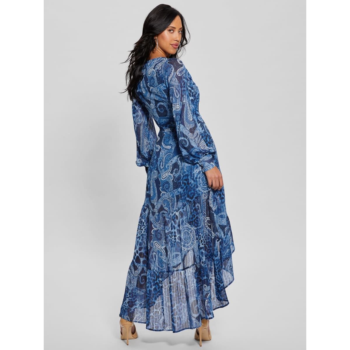 GUESS Robe longue imprimé cachemire blau multi, GUESS