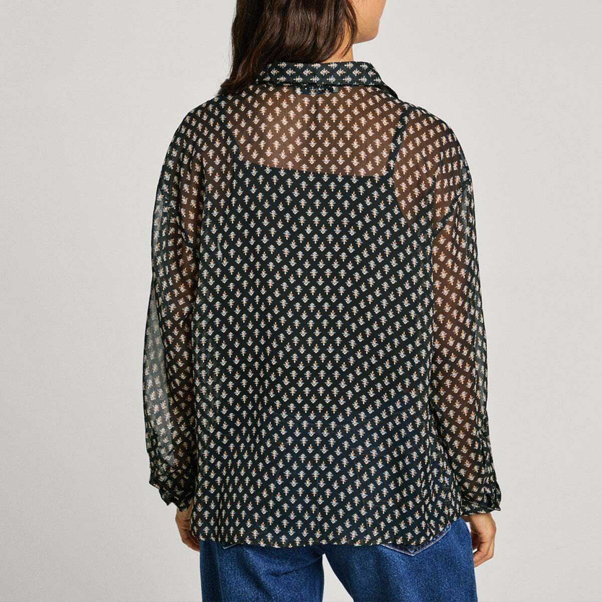 Blouse Semi-Transparente En Mousseline brun terre, PEPE JEANS