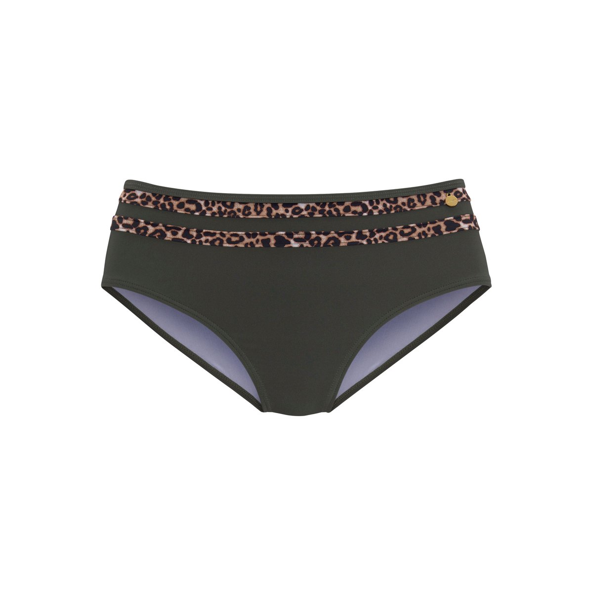 Bas maillot slip de bain taille haute Adelin kaki, LASCANA