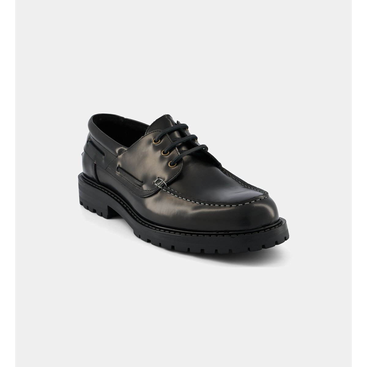 Chaussures bateau oury cuir polido noir, COMPTOIR GL