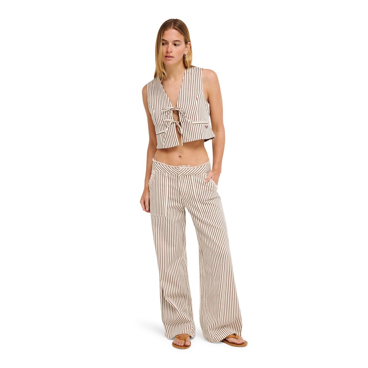Pantalon à rayures ROUGH AROUND EDGES. noir butternut linso stripe, ROXY
