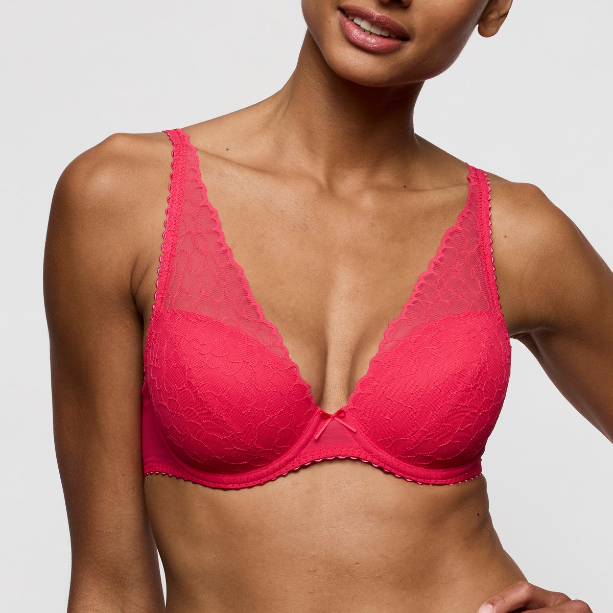 Soutien gorge rembourré plongeant AZELIE rouge - framboise, MARIE JO