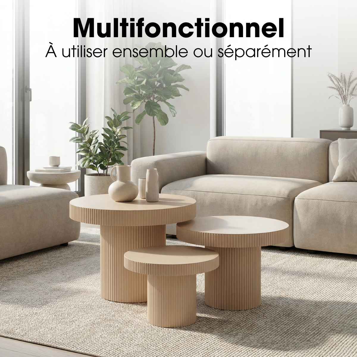 Table d'appoint LUX marron clair, MICA DECORATIONS