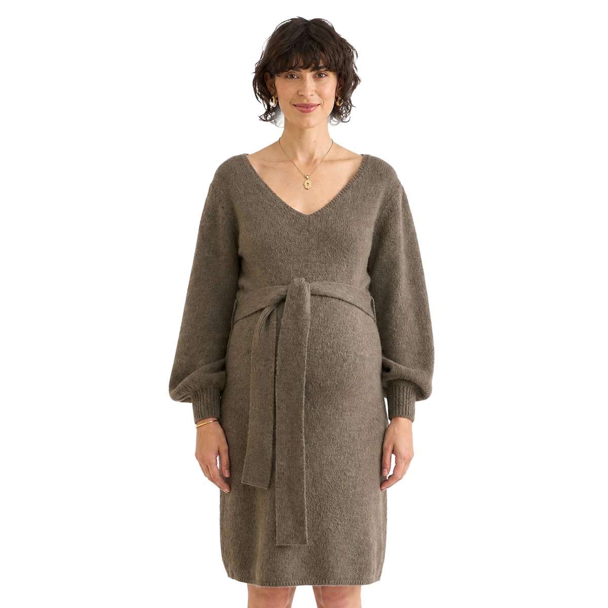 Robe de grossesse col V kaki, VERTBAUDET