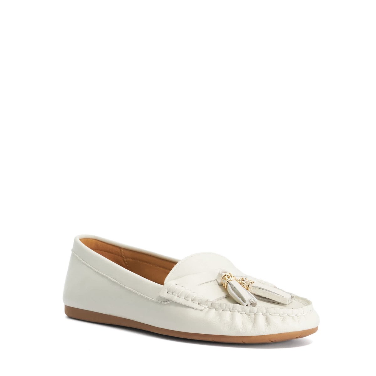 Mocassins en cuir à pampilles - GEEN white-leather, DUNE LONDON
