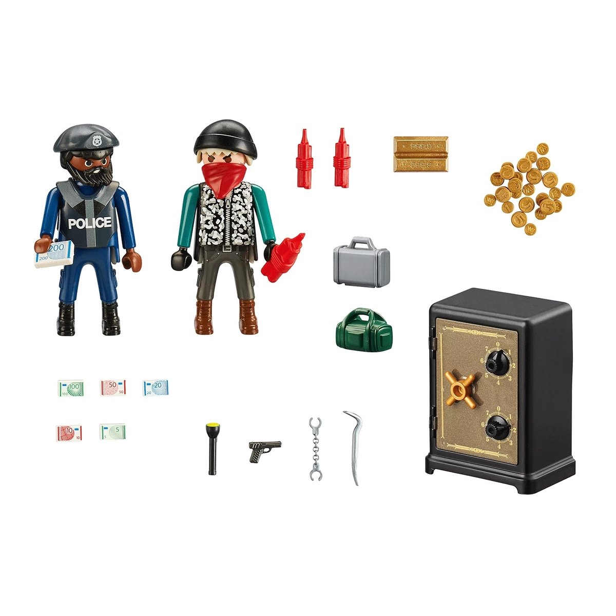 City Action Starter Pack Policier avec cambrioleur de coffre-fort multicolore, PLAYMOBIL
