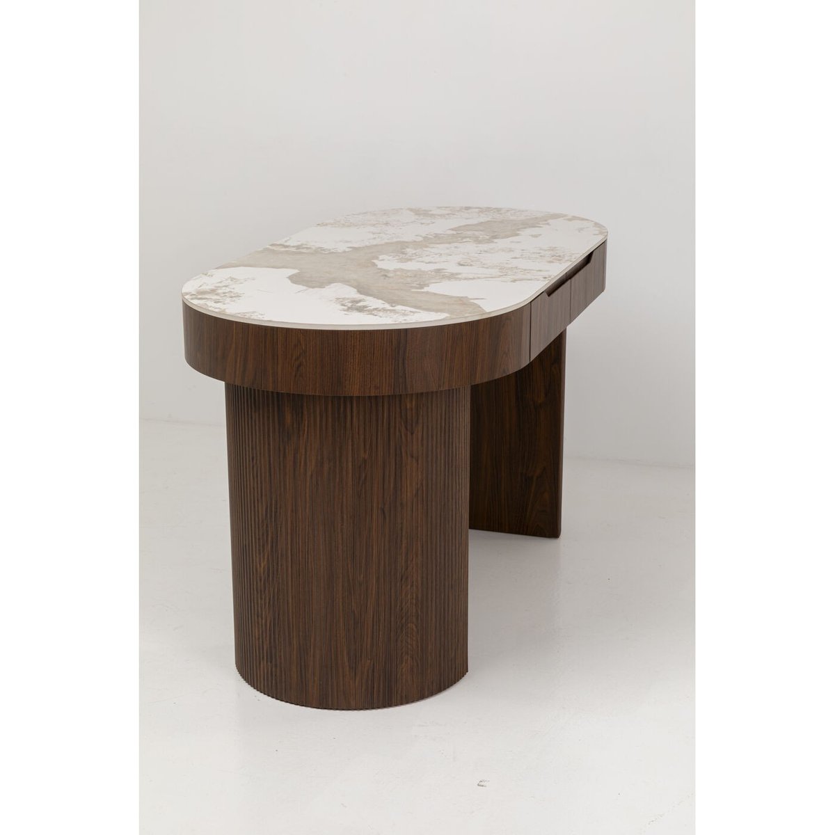Bureau ovale plateau en grès, RUBEN marron, KARE DESIGN