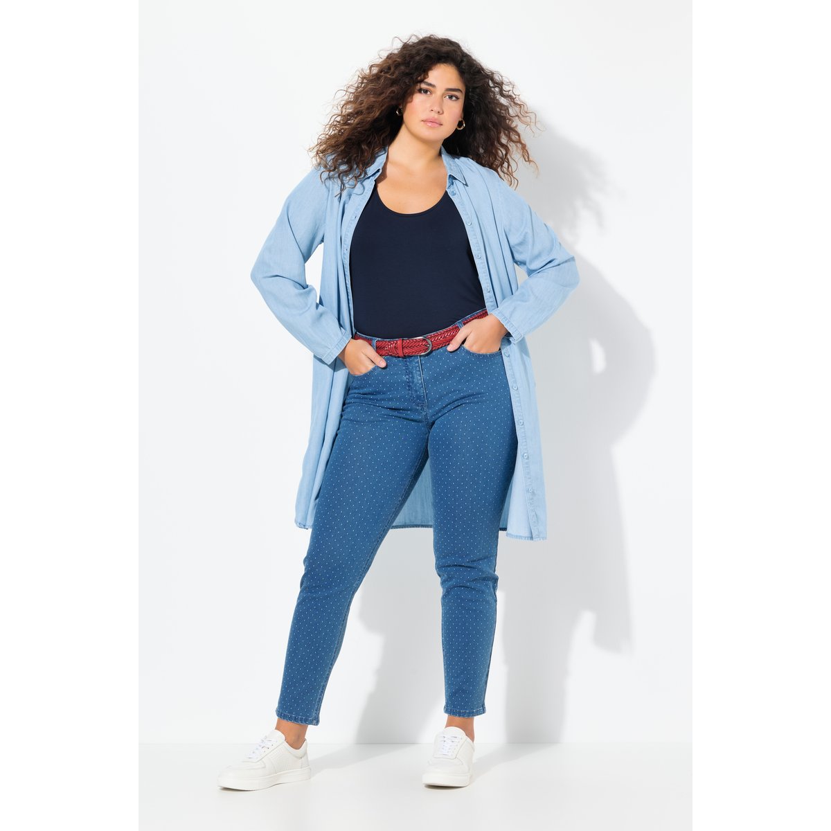Jean Sarah motif petit points bleu jean, ULLA POPKEN