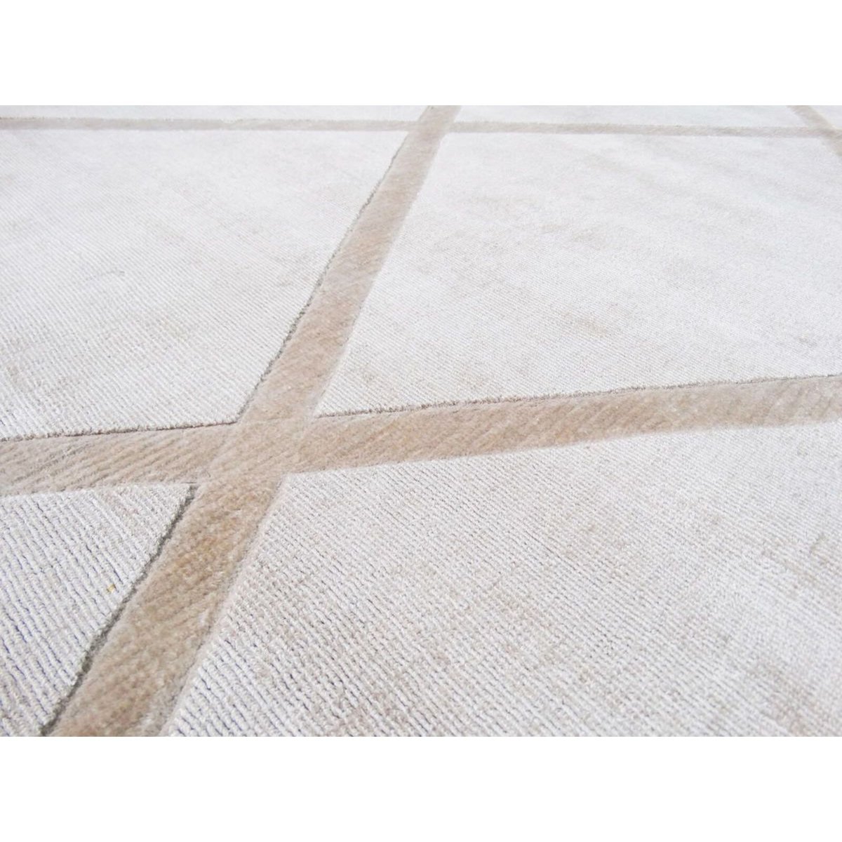 Tapis en viscose fait main, IVORY blanc, marron, ARTE ESPINA