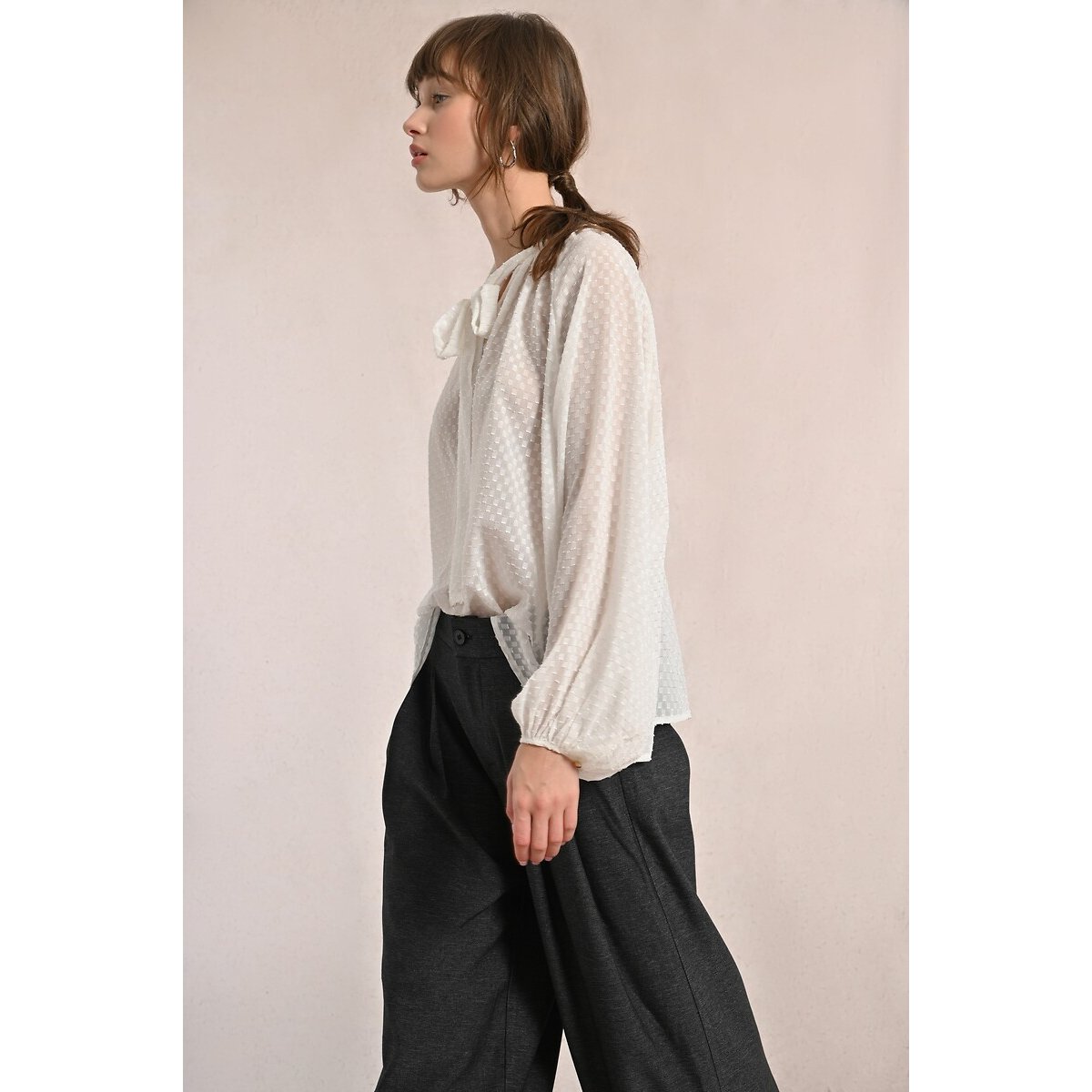 Wide Leg Trousers with High Waist grey, MOLLY BRACKEN