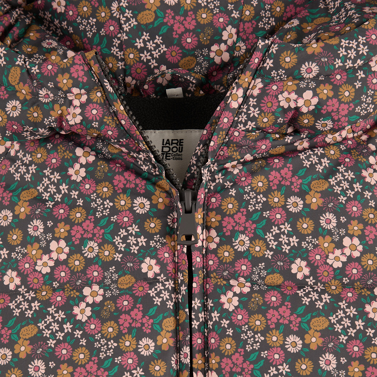 Warme donsjas met kap, met dieren- of bloemenprint bloemenprint, LA REDOUTE COLLECTIONS