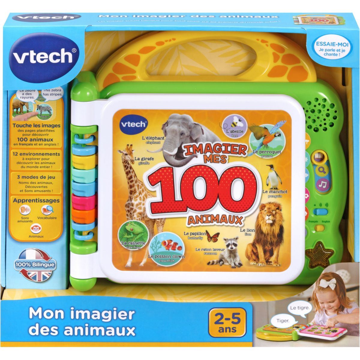 Imagier Mon imagier bilingue - 100 animaux couleur unique, VTECH
