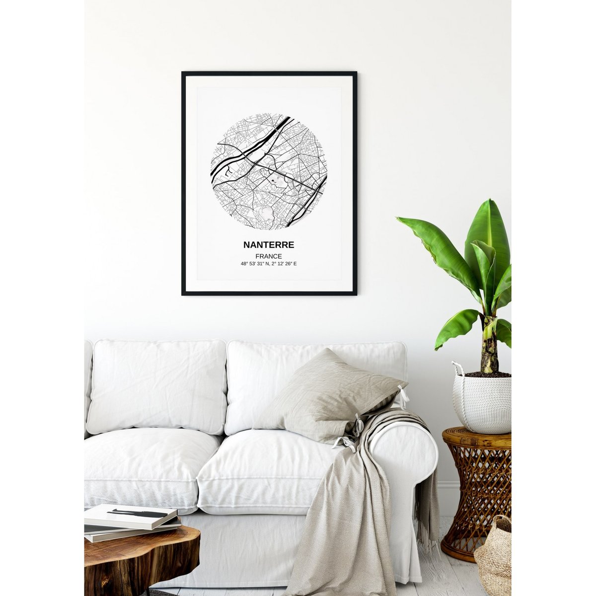Affiche Carte Nanterre blanc, L'AFFICHERIE