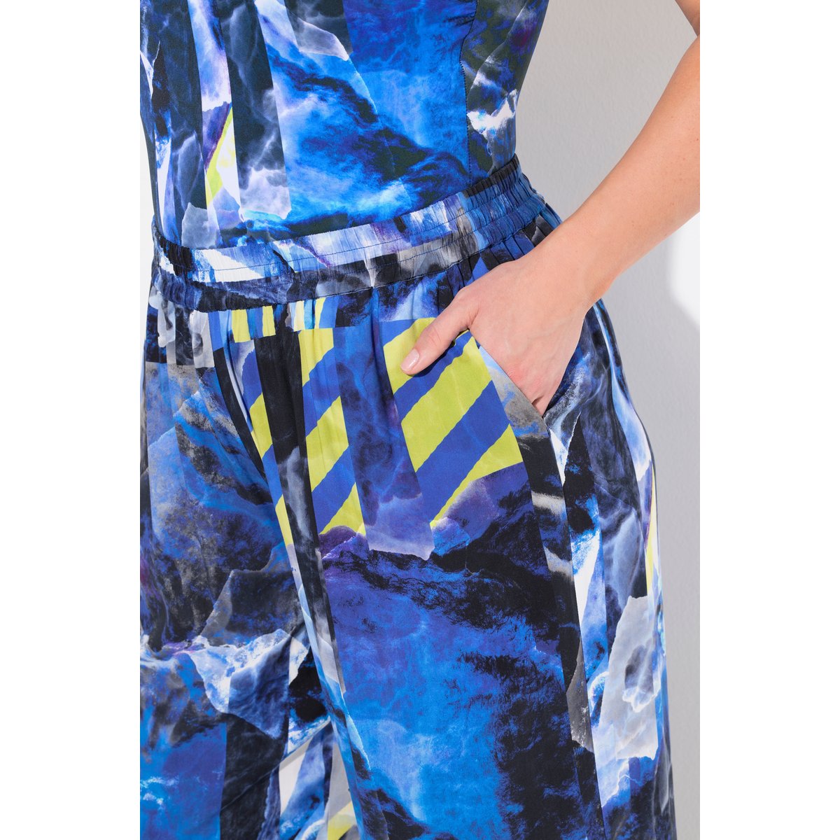 Pantalon palazzo, jambe large et droite marine, ULLA POPKEN