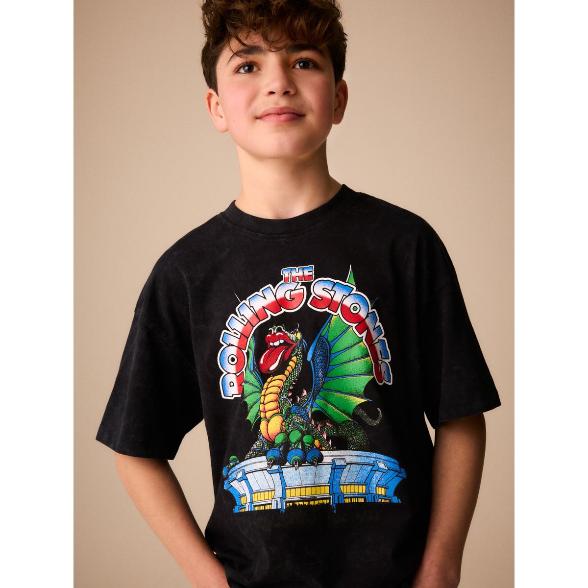 T-shirt avec bande rolling stones délavés au noir, NEXT