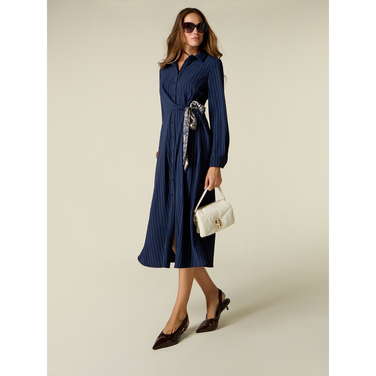 Robe chemisier à rayures bleu, OLTRE