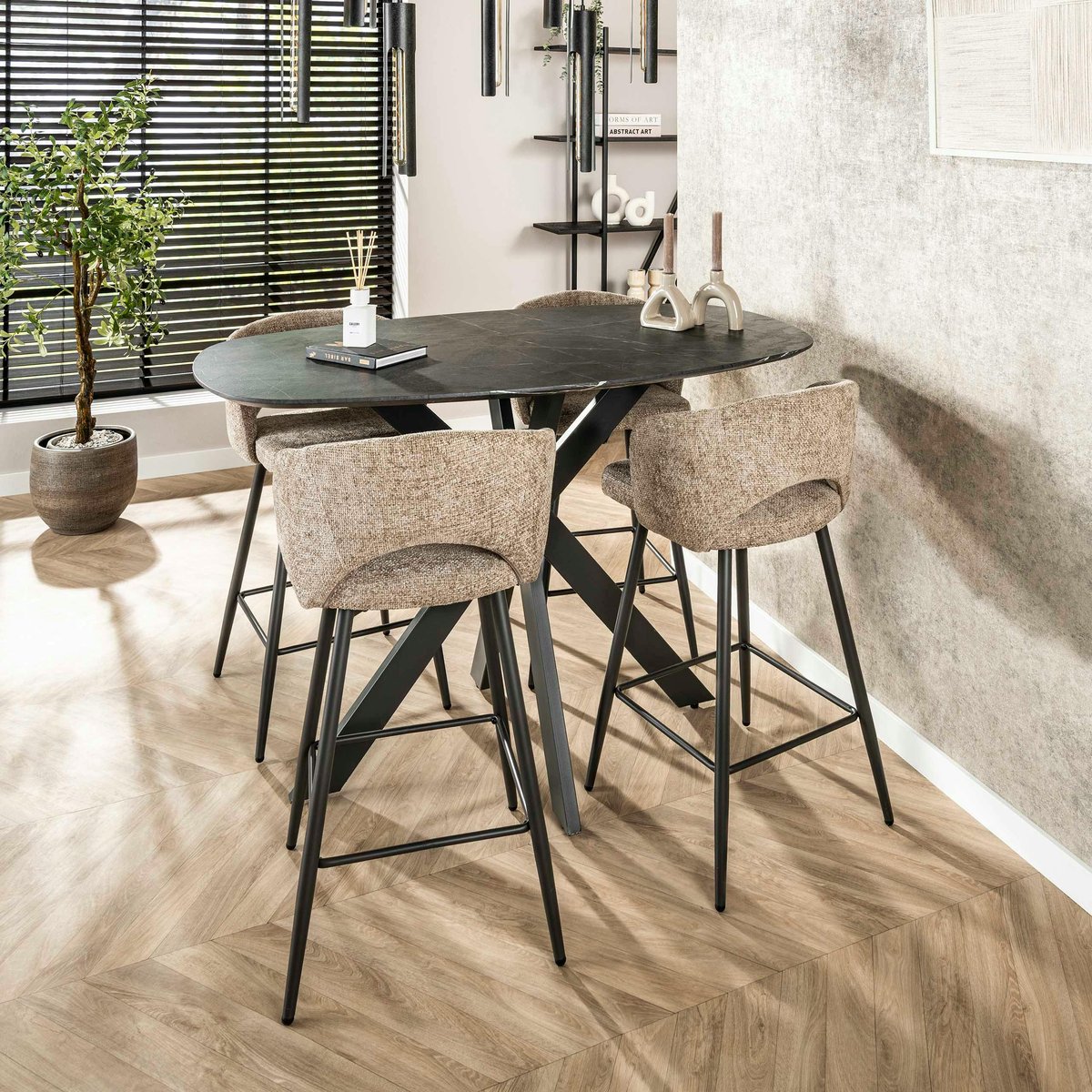 Mange-debout ovale effet onyx 140 cm RALF gris, PIER IMPORT