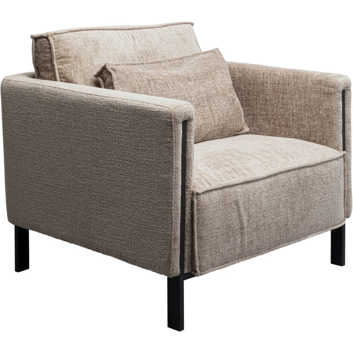Fauteuil en polyester, VICTOR beige, KARE DESIGN