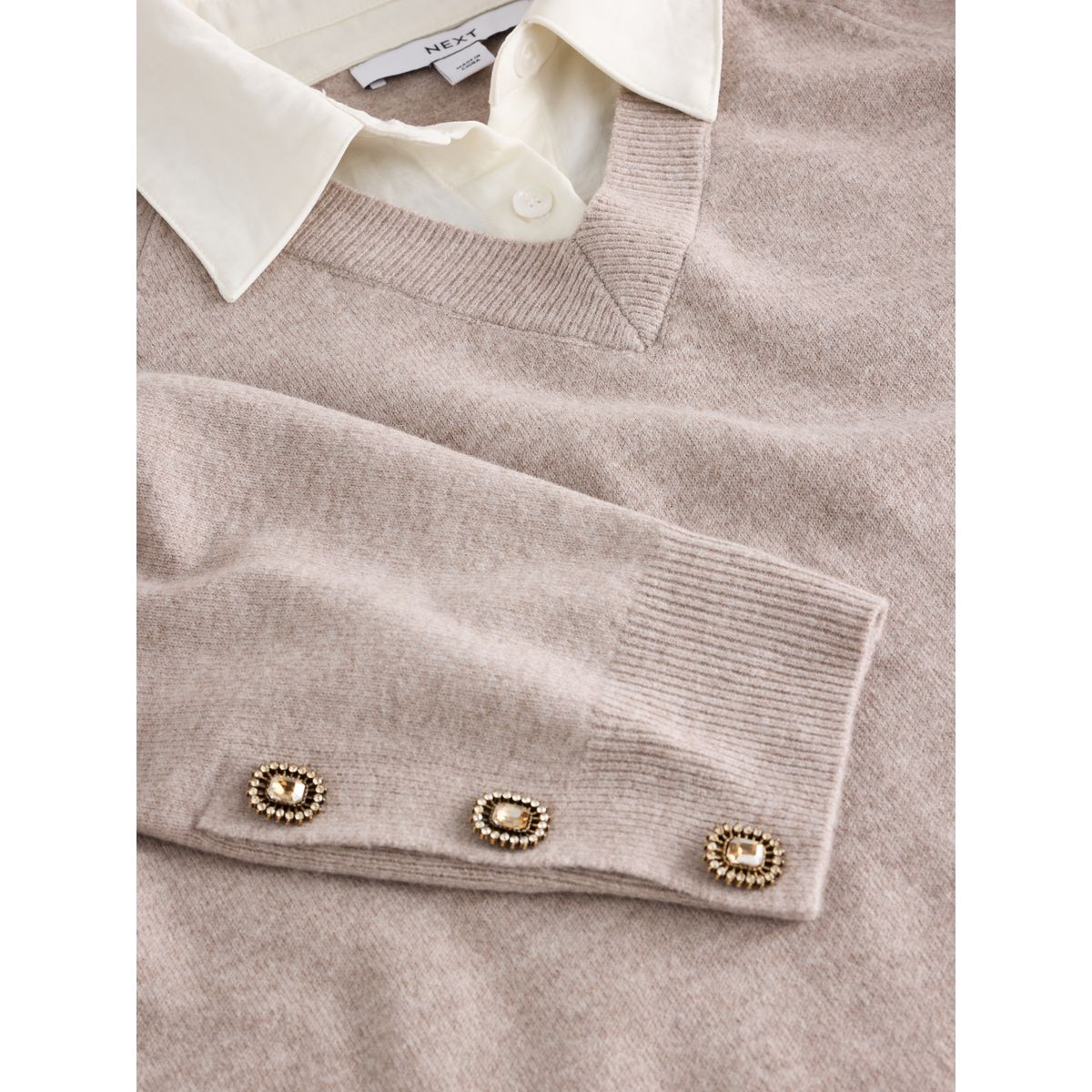 Chemise en maille ultra-douce manches longues naturel, NEXT