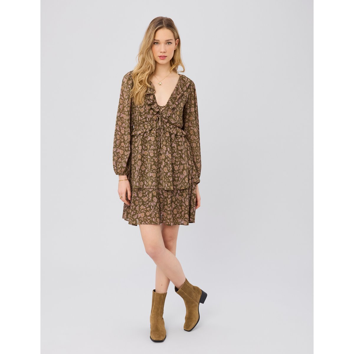 Robe imprimé fleuri multicolore, BZB