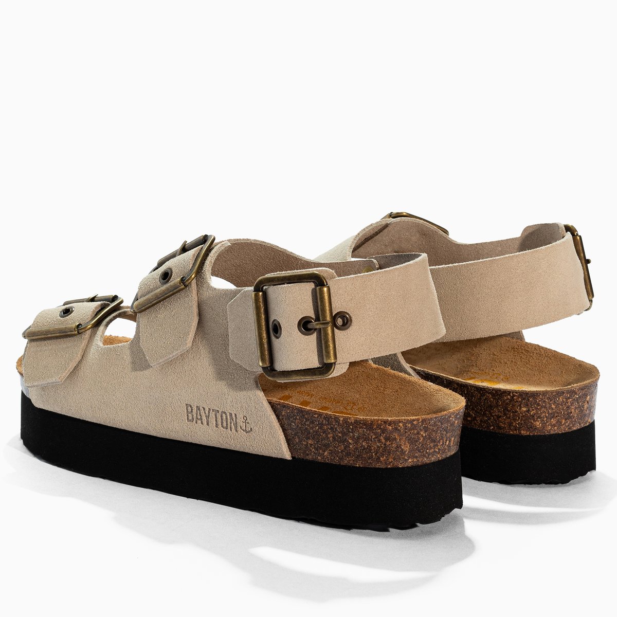 Sandales en cuir suédé ROSA beige, BAYTON