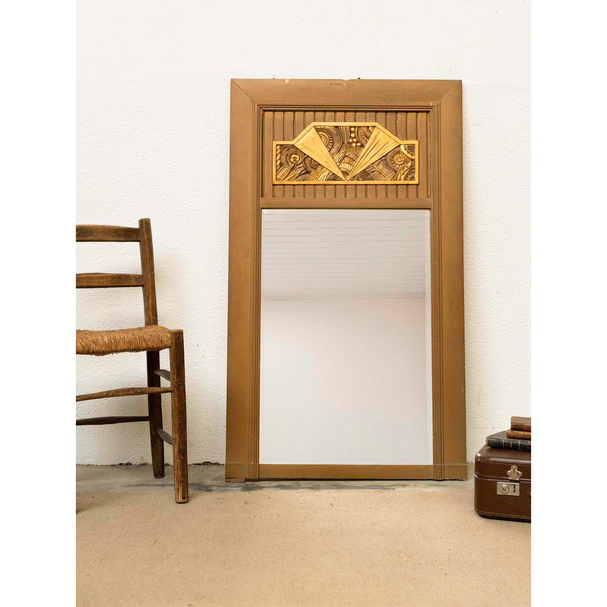 Grand miroir Art Déco en bois Georges N°1316 - Bon état marron, DEBONGOUT