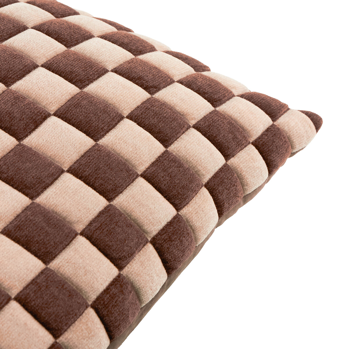 Softie Checkerboard Quilted Cushion chocolate, FURN.
