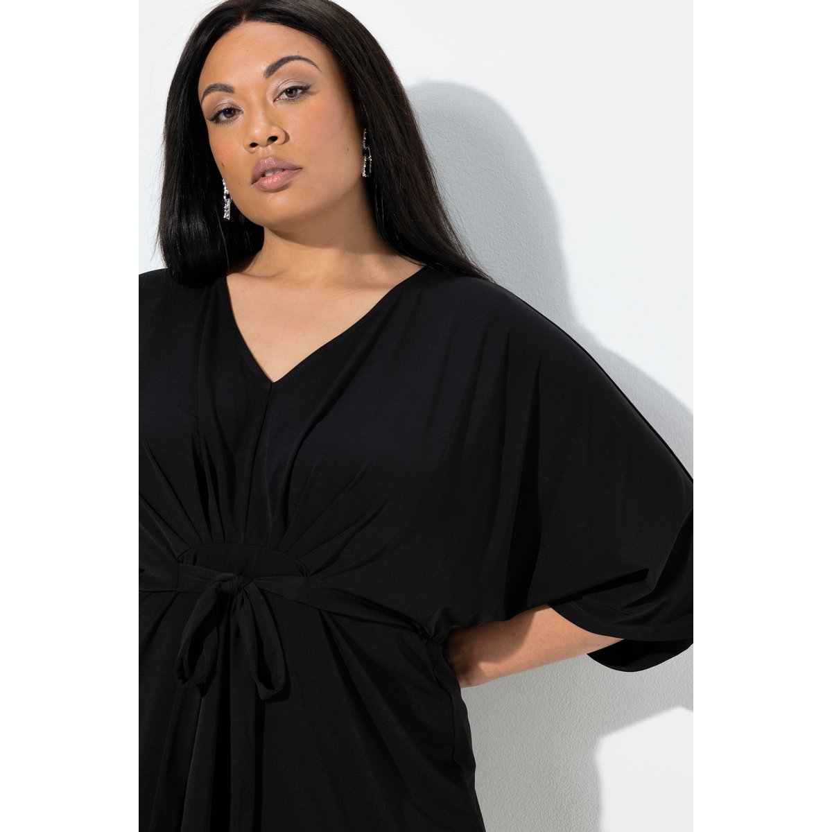 T-shirt esprit kimono, ceinture à nouer noir, ULLA POPKEN
