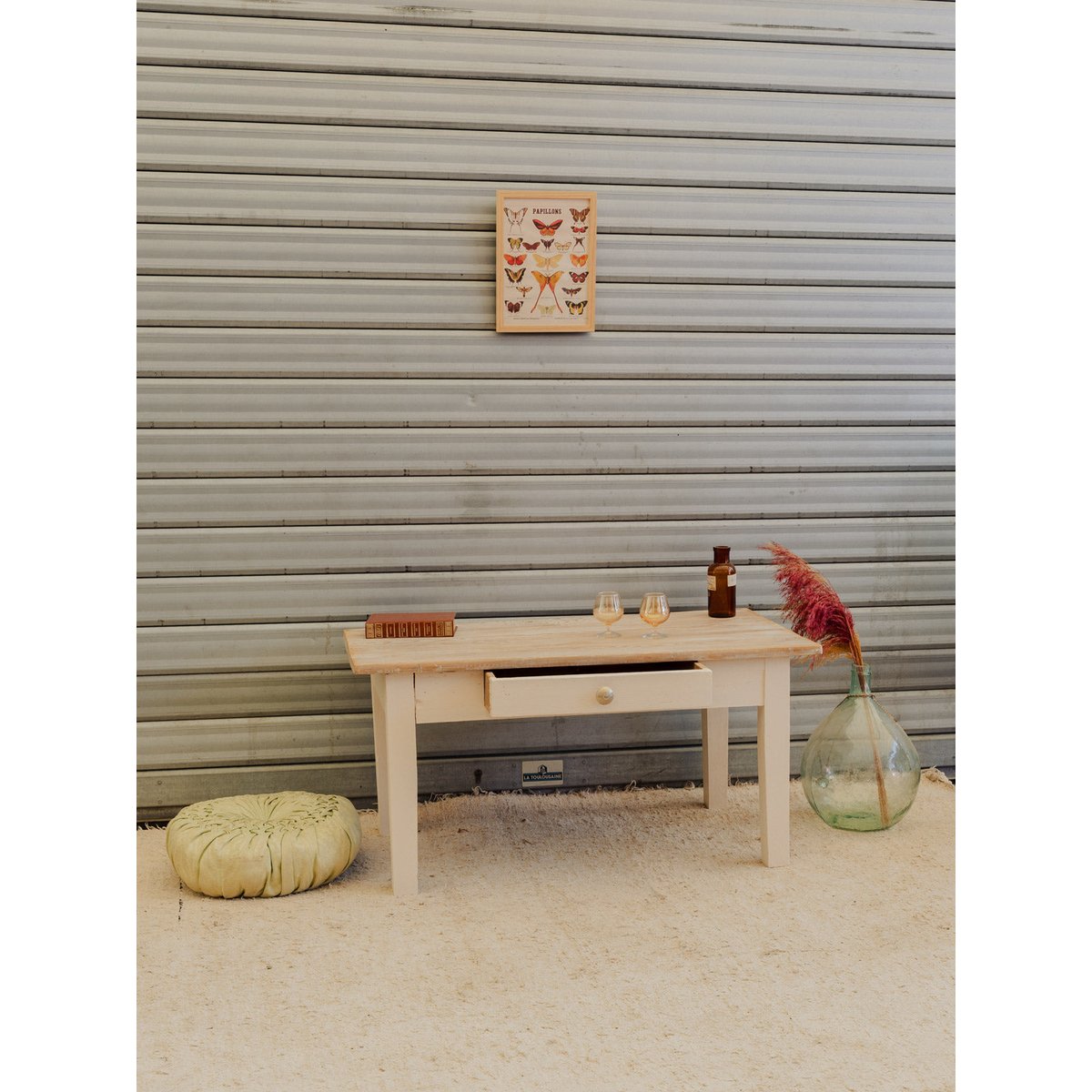 Table basse en bois beige Léonie N°1581 - Bon état bois clair, DEBONGOUT