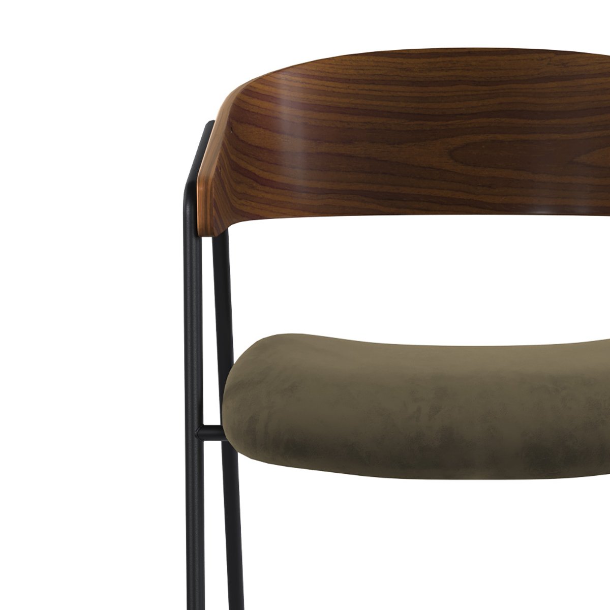 Lot de 2 chaises en velours et bois de noyer - ESMÉE vert kaki, MAISON PAVANE